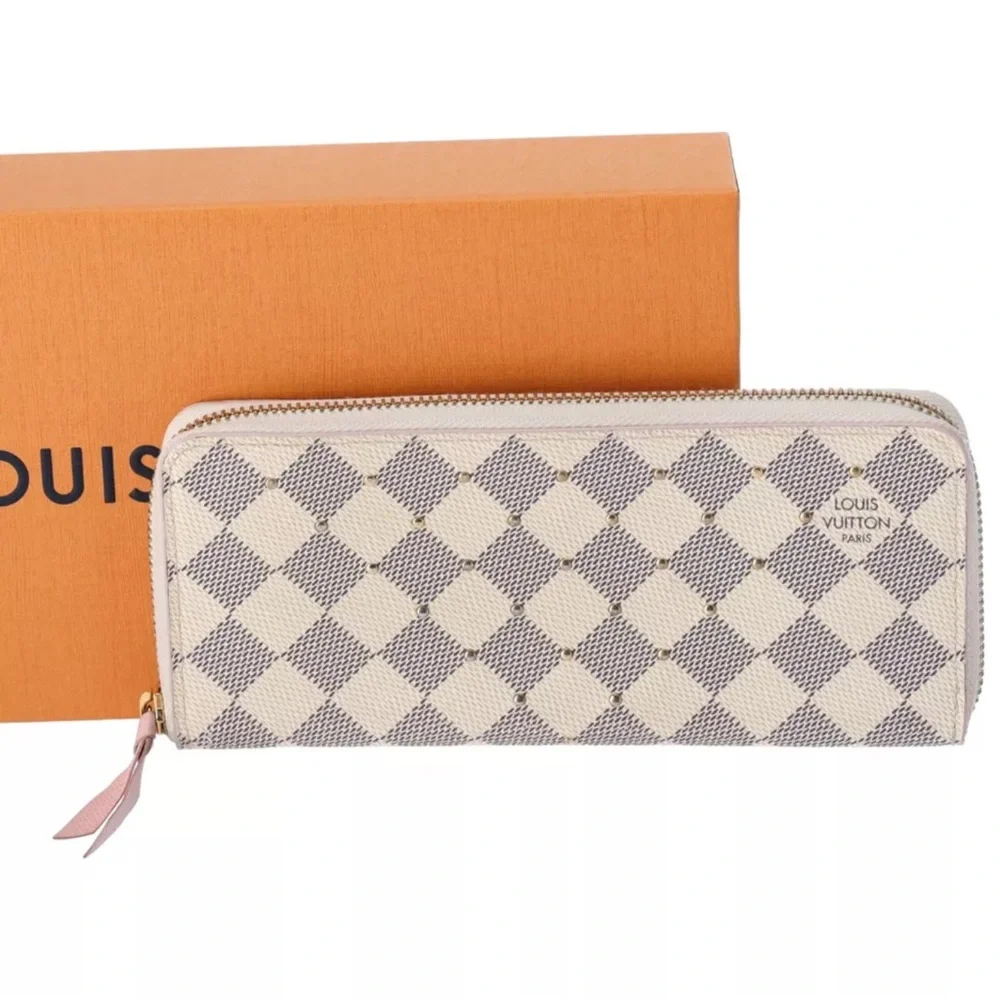 Louis Vuitton Zippy Clemence Wallet Damier White Studded N60252 Rose Ballerine - Picture 1 of 10